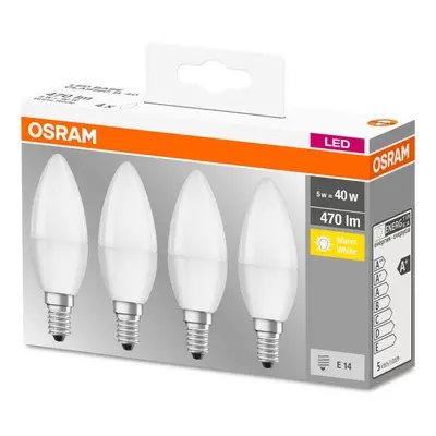 4PAK LED žárovka LED E14 B35 5W = 40W 470lm 2700K Teplá 300° OSRAM Base