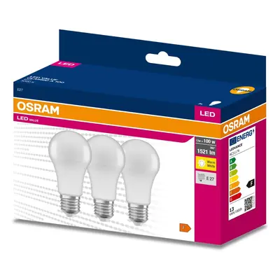 3PAK LED žárovka LED E27 A60 13W = 100W 1521lm 3000K Teplá 200° OSRAM VALUE