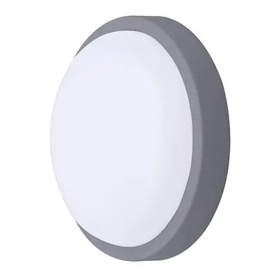 Solight LED venkovní osvětlení kulaté, 13W, 910lm, 4000K, IP54, 17cm, šedá barva