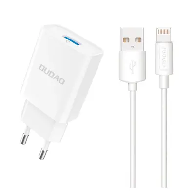 Dudao A4EU USB-A 2,1A síťová nabíječka - bílá + kabel USB-A - Lightning