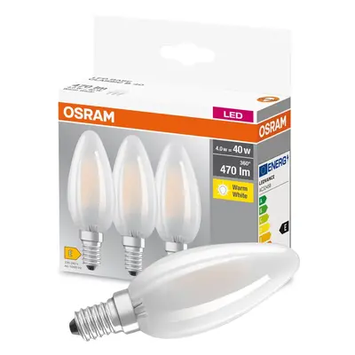 3PAK LED žárovka LED E14 B35 4,5W = 40W 470lm 2700K Teplá 300° Filament OSRAM