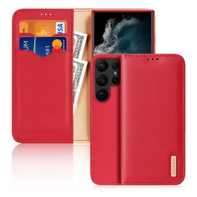 Dux Ducis Hivo pouzdro Samsung Galaxy S23 Ultra flip cover wallet stand RFID lock red