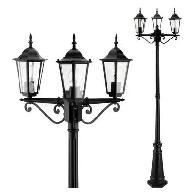 Svítidlo zahradní externí 3xE27 sloupek Lucerna 2m černý BELLIS LUMILED