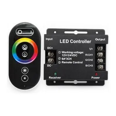 RGB kontroler pro LED pásky 216W 18A, dotykové dálkové RF ovládání