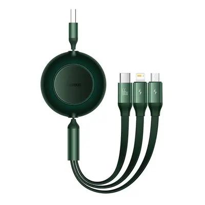 Kabel 3 v 1 Baseus Bright Mirror 3 USB, micro USB / Lightning / USB-C, 66W / 2A, 1,1 m (zelený)