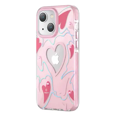 Kingxbar Heart Star Series pouzdro na iPhone 14 Plus s růžovými srdcovými hvězdami