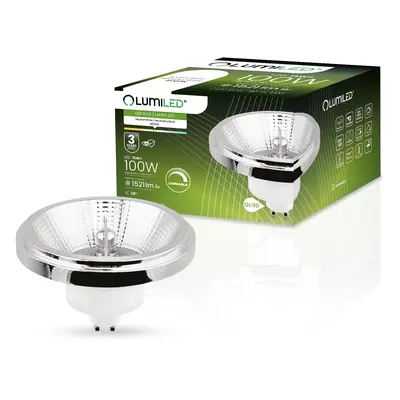 LED žárovka GU10 ES111 15W = 100W 1521lm 4000K Neutrální 38° Stříbrná Stmívatelná LUMILED