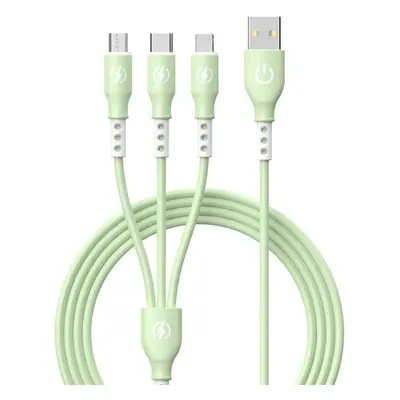 B2-3v1-zelená | USB kabel se třemi nabíjecími konektory