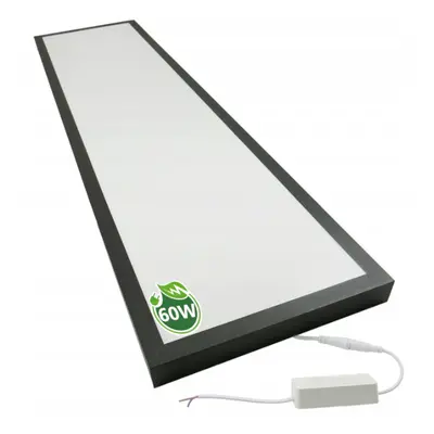 LED panel přisazený černý - 30x120 - 60W - neutrální bílá