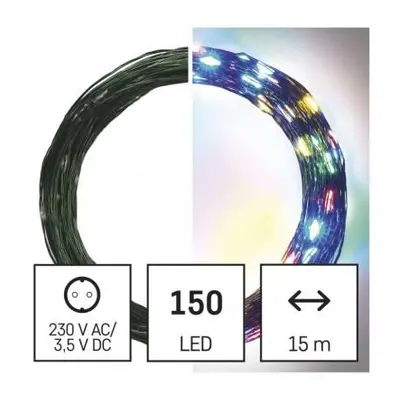 LED vánoční nano řetěz zelený, 15 m, venkovní i vnitřní, rGB nebo CCT, časovač