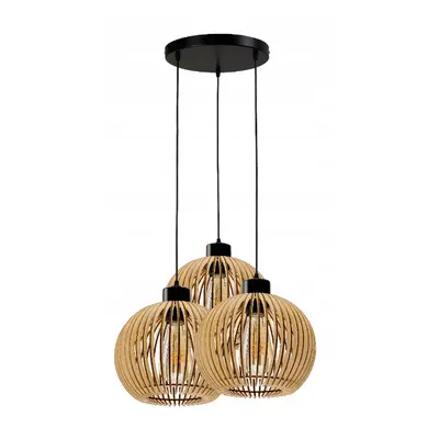 Stropní LED svítidlo LOFT 3xE27 - WOOD - černé