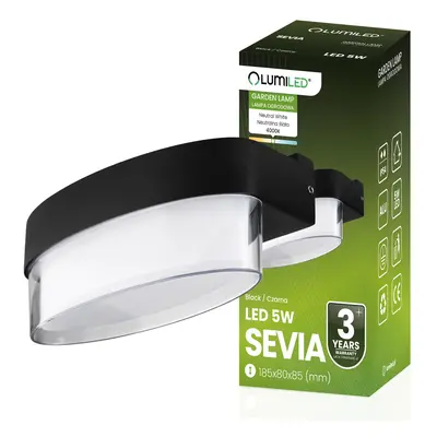 Svítidlo fasádní LED Teplá 4000K 5W IP54 SEVIA černá LUMILED