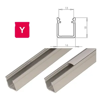 Hliníkový profil LUMINES Y 1m pro LED pásky, stříbrný eloxovaný