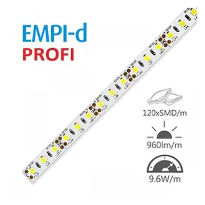 LED pásek 12V PROFI 5m 9,6W/m 120ks/m 2835 TEPLÁ BÍLÁ