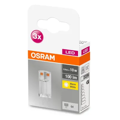 3PAK LED žárovka LED G4 corn 0,9W = 10W 100lm 2700K Teplá 300° 12V OSRAM