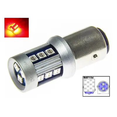 LED auto žárovka 12V 24V BAY15D 15 SMD 3030 P21/5W Dvouvláknová Červená