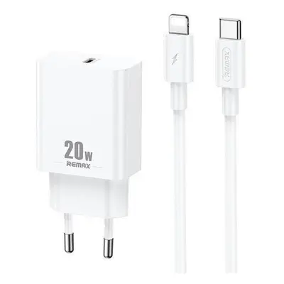 Síťová nabíječka Remax, RP-U5, USB-C, 20W (bílá) + kabel Lightning