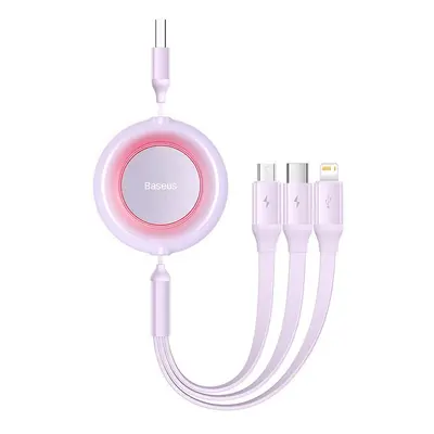 Kabel 3 v 1 Baseus Bright Mirror 2 USB, micro USB / Lightning / USB-C, plochý, 3,5 A, 1,1 m (fia