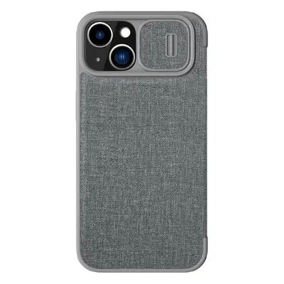 Nillkin Qin Cloth Pro Case pouzdro pro iPhone 14 kryt fotoaparátu pouzdro flip cover šedé