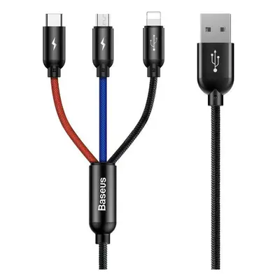 Kabel USB Baseus 3v1 USB-C / Lightning / Micro 3A 1,2 m (černý)