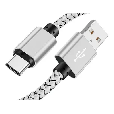 C06 | Typ-C 2M | Nylonový USB telefonní kabel | Rychlé nabíjení 3.0 2A stříbrná