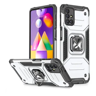 Wozinsky Ring Armor pancéřový hybridní kryt + magnetický držák Samsung Galaxy M31s stříbrný