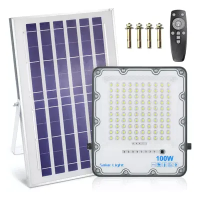 Set LED reflektor 100W + Solární panel 6V/8W s dálkovým ovládáním | 2500lm, 6000mAh, IP66