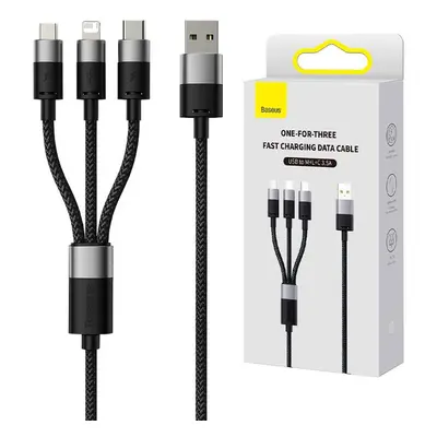 Kabel 3 v 1 Baseus StarSpeed USB, USB-C + micro USB + Lightning, 3,5 A, 1,2 m (černý)