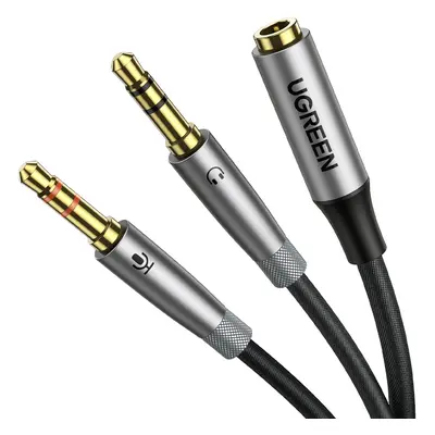 Rozbočovací kabel Ugreen AUX 3,5 mm mini jack (samice) - 2x 3,5 mm mini jack (samec - mikrofon a