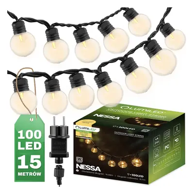 Girlanda zahradní světelný řetěz 16m 100x LED 3000K NESSA LUMILED