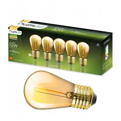 5-PAK LED žárovka LED E27 ST14 1,3W = 10W 2200K Teplá 110lm Filament do Girlandy LUMILED