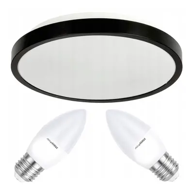 Stropní LED svítidlo LARI-R BLACK - 2xE27 IP20 + 2x E27 10W svíčka - teplá bílá