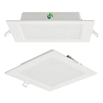 Čtvercový LED panel zapuštěný - bílý - 12W - PC - neutrální bílá