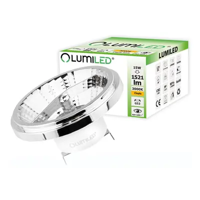 LED žárovka LED G53 AR111 15W = 100W 1521lm 3000K Teplá 38° 12V AC/DC Stříbrná LUMILED