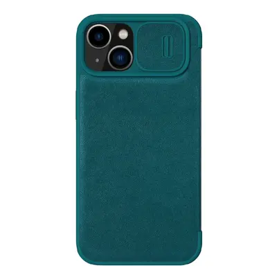 Nillkin Qin Leather Pro Case iPhone 14 Plus kryt fotoaparátu pouzdro flip kryt zelená