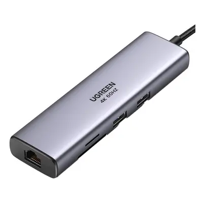 Adaptér Rozbočovač UGREEN, USB_C na 2x USB 3.0, HDMI, RJ45, SD/TF