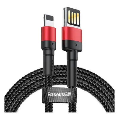 Kabel Lightning USB (oboustranný) Baseus Cafule 2,4A 1m (černý/červený)