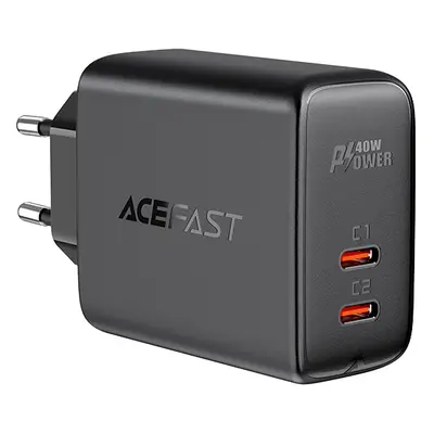 Síťová nabíječka Acefast 2x USB typu C 40W, PPS, PD, QC 3.0, AFC, FCP černá (A9 černá)