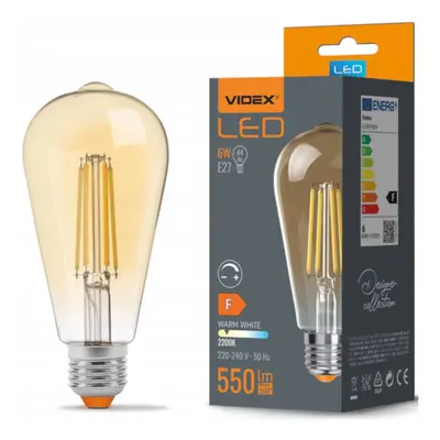 LED žárovka filament AMBER - E27 - 6W - ST64 - stmívatelná - teplá bílá