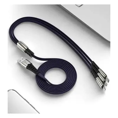 UC-009 | 3v1 1M | Vyztužený kabel USB pro telefon 3 v 1 – Micro USB, Type-C, Lightning (iPhone) 