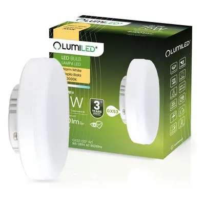 LED žárovka LED GX53 12W = 75W 1100lm 3000K Teplá 120° LUMILED