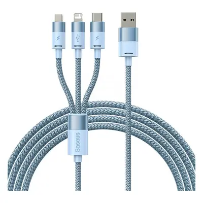 Kabel 3 v 1 Baseus StarSpeed USB, USB-C + micro USB + Lightning, 3,5 A, 1,2 m (modrý)