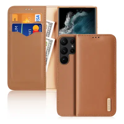 Dux Ducis Hivo pouzdro pro Samsung Galaxy S23 Ultra flip cover wallet stand RFID lock brown