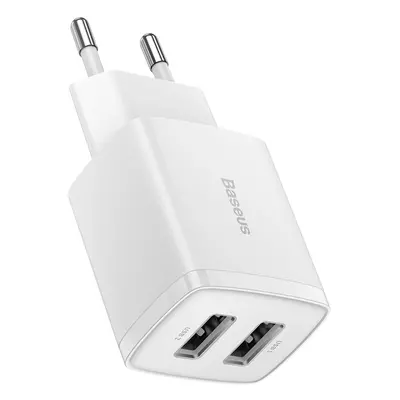 Baseus Kompaktní síťová nabíječka 2x USB 10,5 W bílá (CCXJ010202)