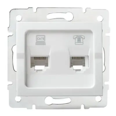 Kanlux 25113 LOGI Zásuvka datová-telefonní RJ45Cat 6 + RJ11 - bílá