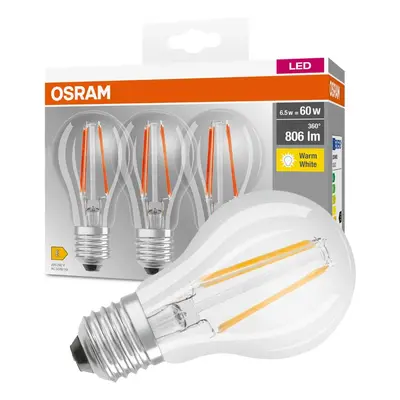 3PAK LED žárovka LED E27 A60 6,5W = 60W 806lm 2700K Teplá 360° OSRAM