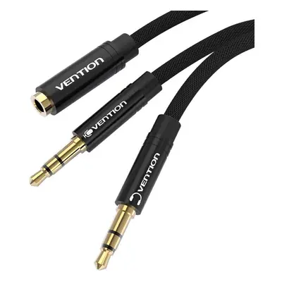 Kabel mini jack 3,5 mm (samice) na 2x mini jack 3,5 mm (samec) Vention BBLBF 1m (černý)