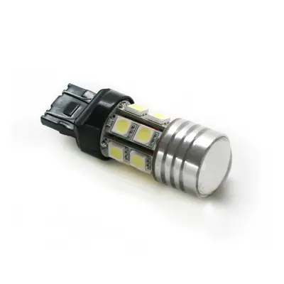 LED auto žárovka dvouvláknová s čočkou T20 12 SMD 5050 + 1 CREE W21W/5W studená bílá