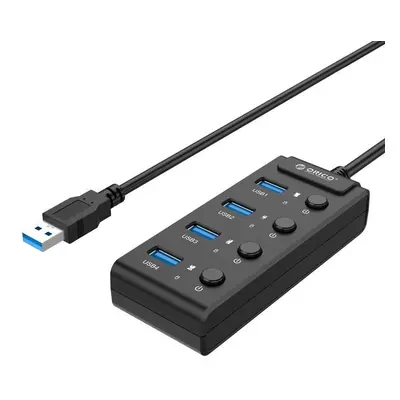 Rozbočovač Orico USB 3.0 s přepínači, 5x USB (černý)