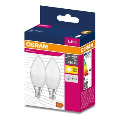 2PAK LED žárovka E14 B35 4,9W = 40W 470lm 2700K Teplá 220° OSRAM VALUE